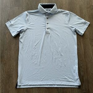 Greyson Golf Polo Shirt Men’s Size M Medium White Blue Striped